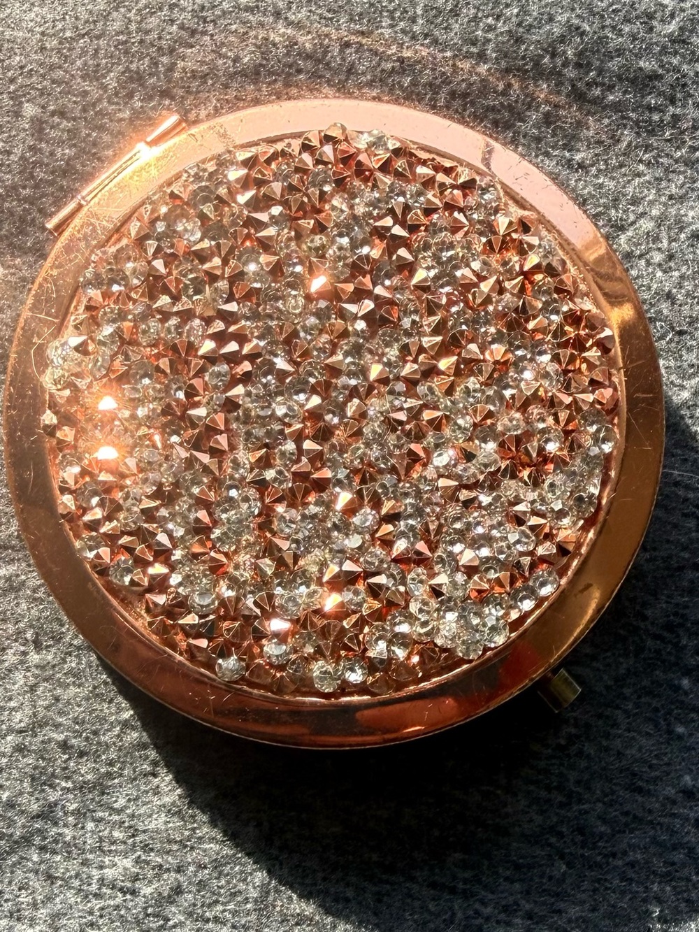 Rose Gold Crystal Compact Mirror